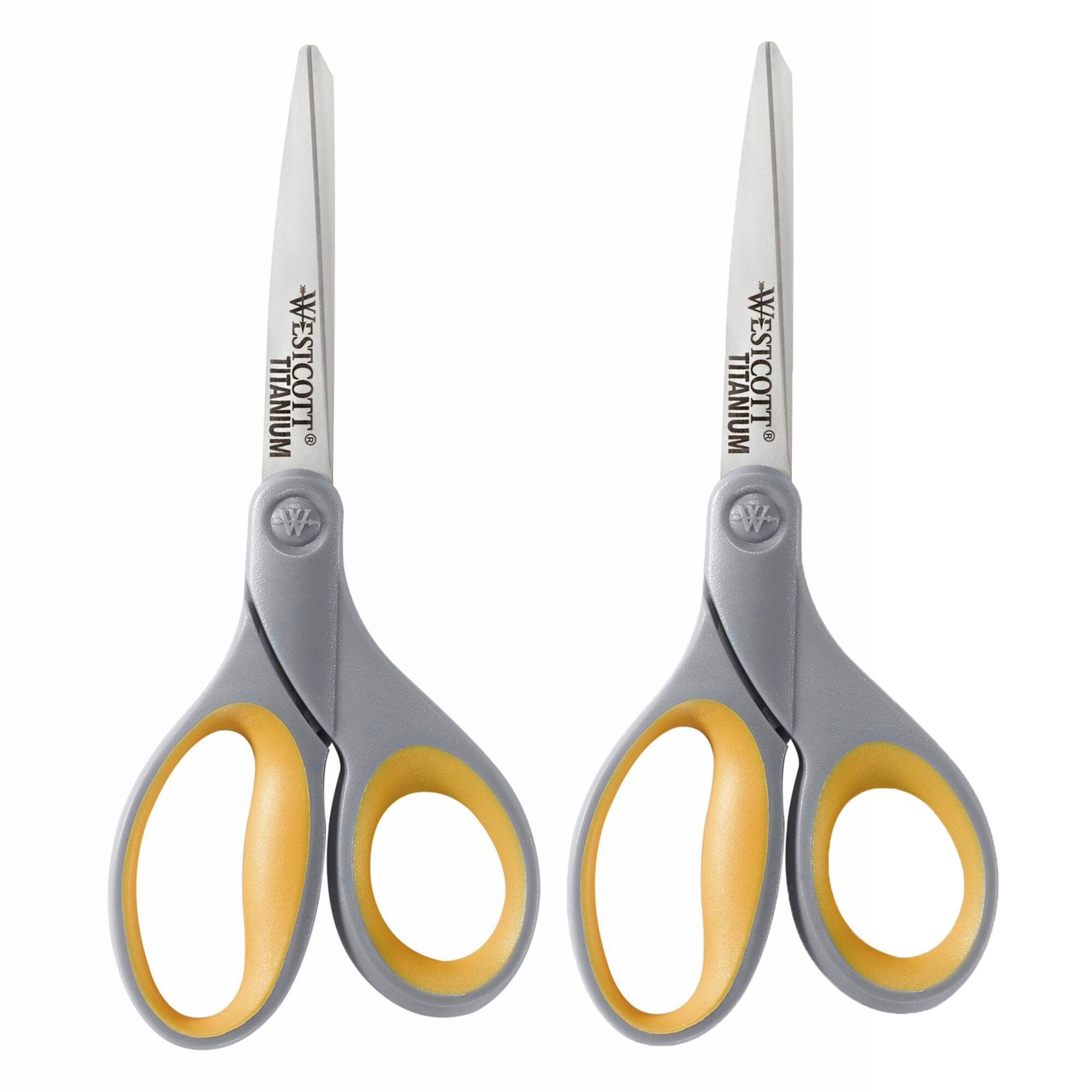 Westcott® 8" Gray & Yellow Soft Grip Titanium Bonded Straight Scissors, 2ct.